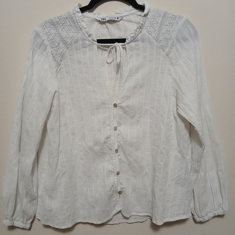 Vintage* Zara Romantic Lace Tie Button Up Y2K Blouse Whimsical Boho Festival